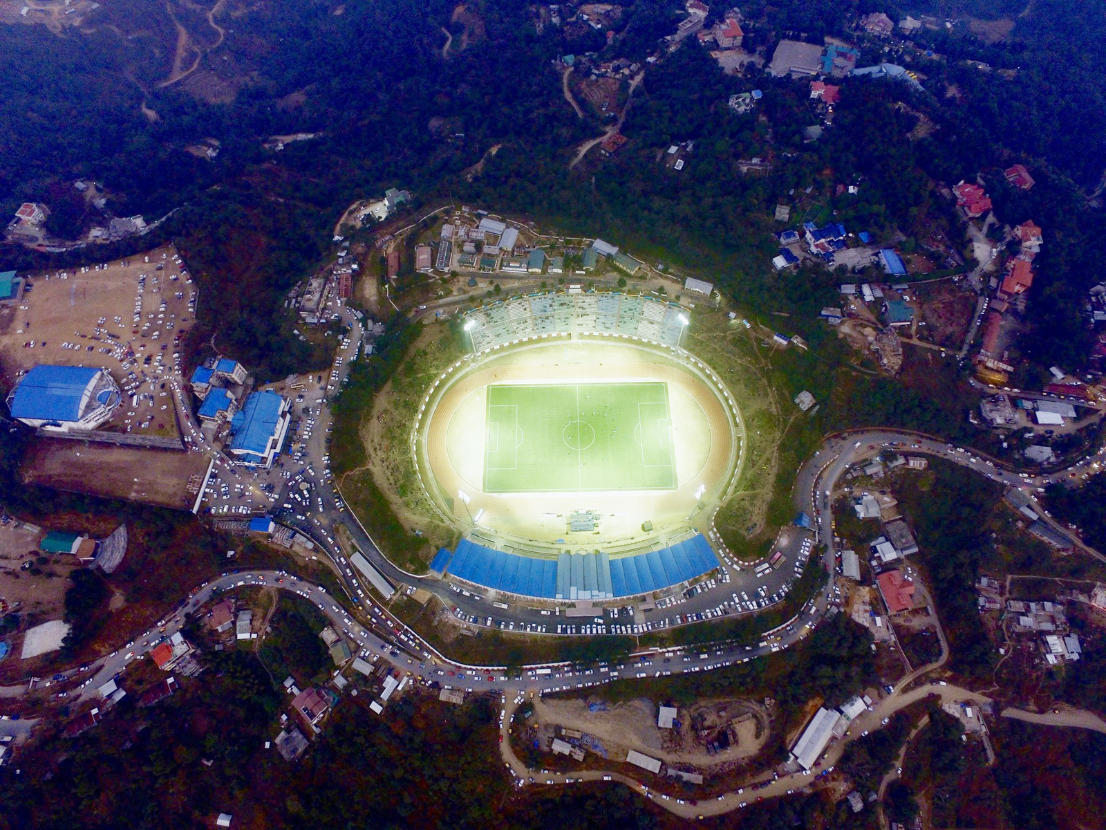 An aerial view of the IG Stadium in Kohima. (Photo Courtesy: GIS Nagaland)
